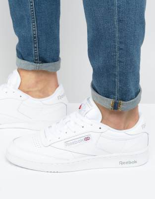 reebok club c leather trainers in white ar0455