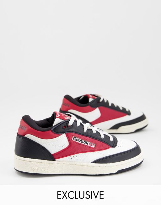 Red and black store reebok shoes