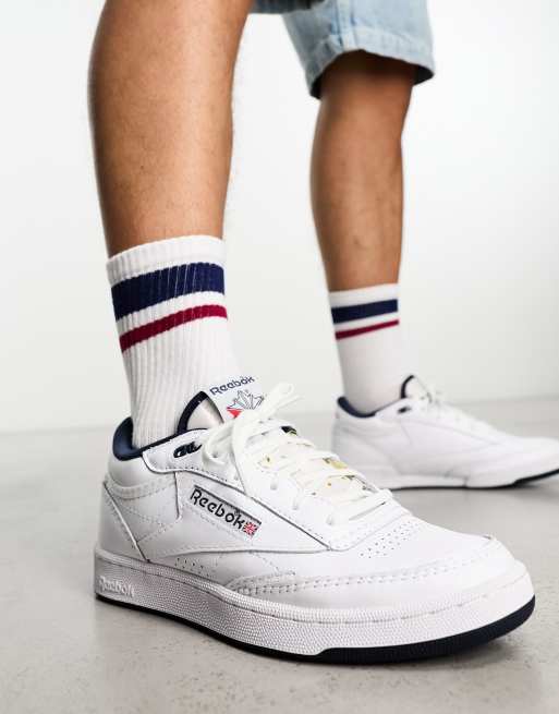 Reebok Club Mid in white with navy | ASOS