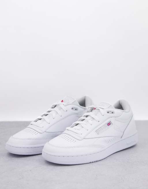 reebok club c mid ii sneakers in chalk and green