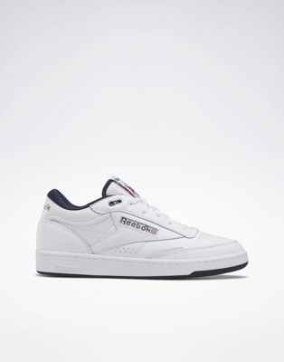Reebok club c mid II trainers in white and navy