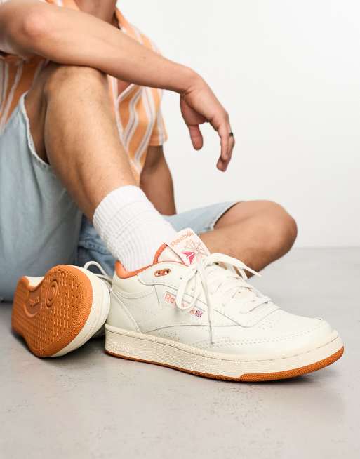 Reebok Club C Mid II Vintage sneakers in chalk with orange detail