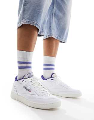 Reebok Club C Mid II vintage sneakers in white and purple