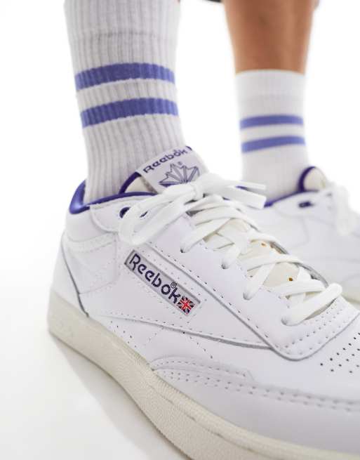 Reebok Club C 85 sneakers in white with navy detail