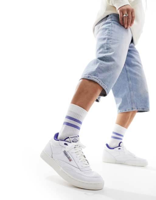 Reebok Club C Mid II vintage sneakers in white and purple