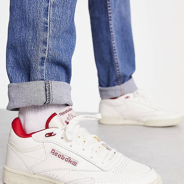Reebok Club Mid II vintage sneakers in white and red | ASOS