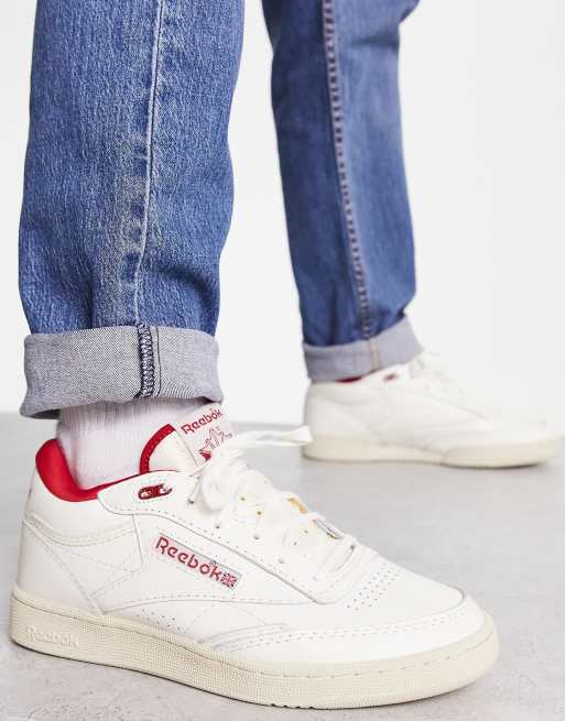 Reebok Club C Mid II vintage sneakers in white and red