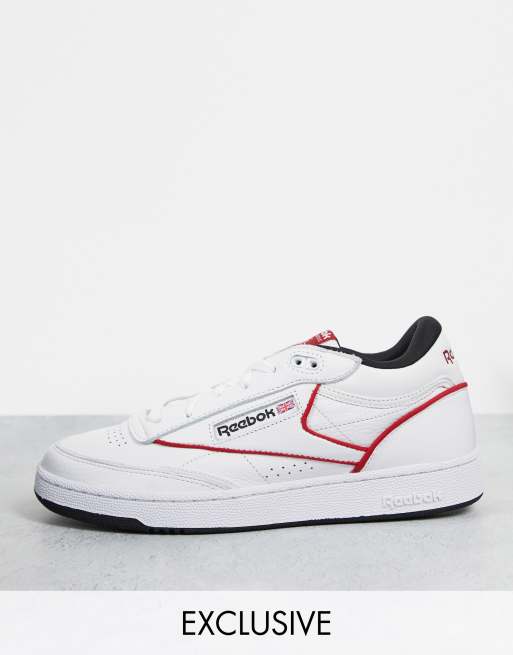 cráter Condición Sala Reebok Club C Mid ll sneakers in white and red- exclusive to ASOS | ASOS