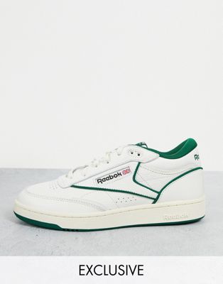 Reebok Club C Mid ll trainers in chalk and green - exclusive to ASOS