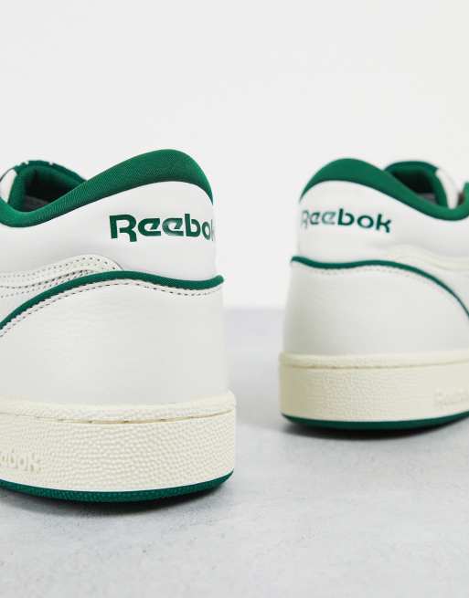 Reebok Club C Mid ll trainers in chalk and green exclusive to ASOS