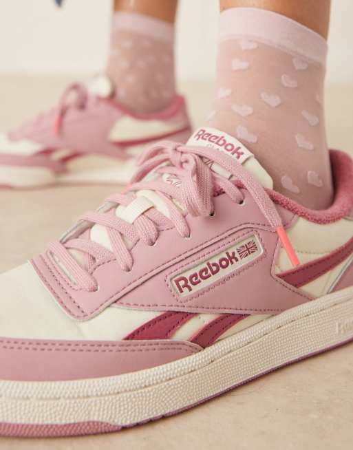 Reebok Club C Revenge II sneakers in white and pink | ASOS