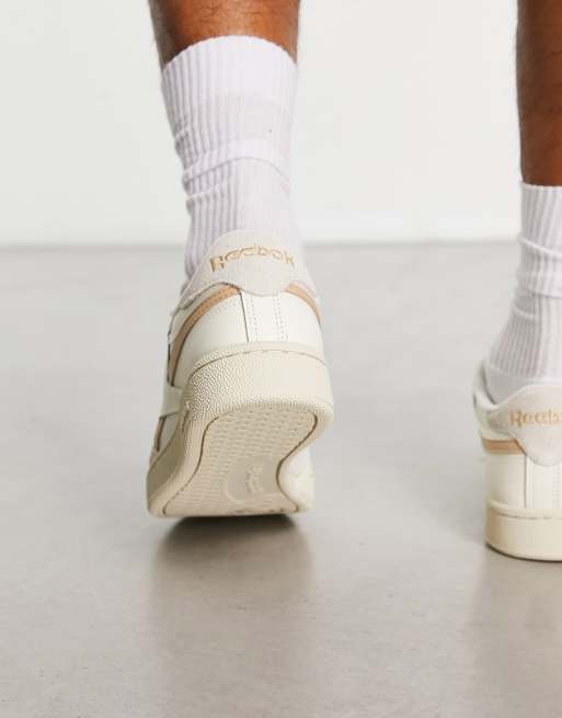 Reebok Club C revenge sneakers in off-white with ASOS beige detail 