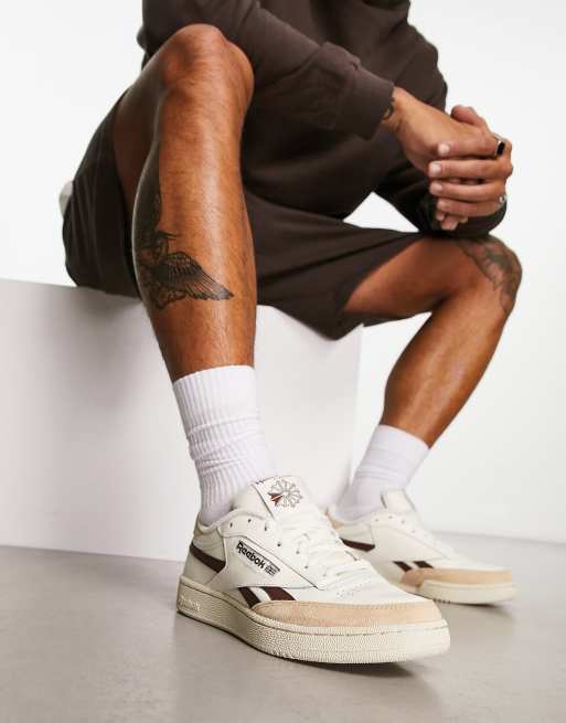 Reebok Club C revenge sneakers in off-white with brown detail