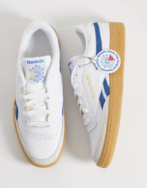 Reebok Club C Revenge sneakers in white and blue with gum sole, 2 of 5