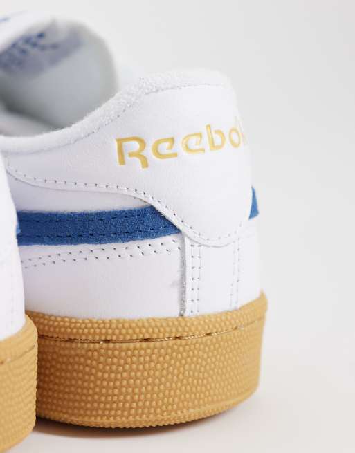 Reebok Club C Revenge sneakers in white and blue with gum sole, 4 of 5