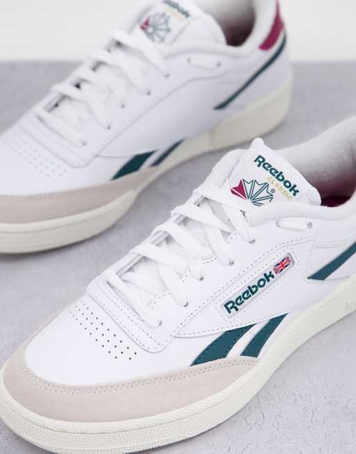 Womens White & Green Reebok Club C Revenge Trainers