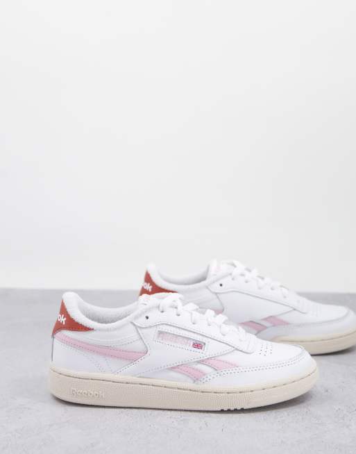 Reebok Club C Revenge sneakers in white and pink | ASOS