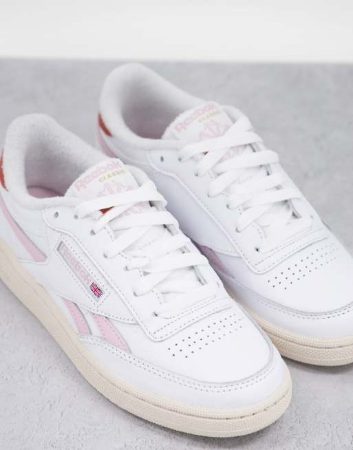 Reebok Club C Revenge sneakers in white and pink