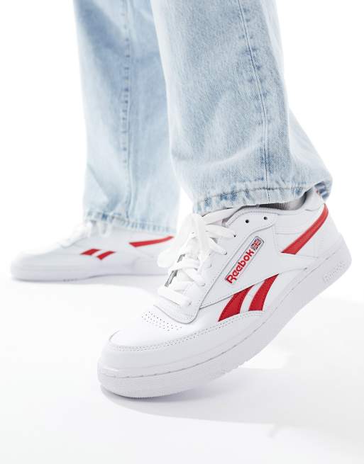 Reebok Club C Revenge sneakers in white and red