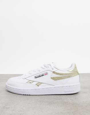 white and gold reebok