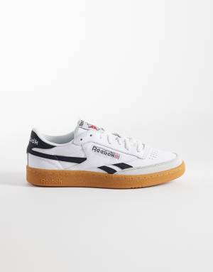 Reebok Club C Revenge trainers in white and black with gum sole