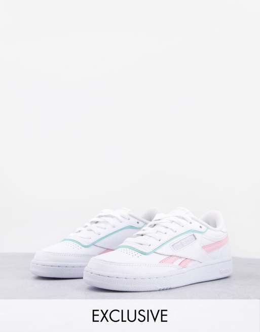 Reebok Club C Revenge trainers in white and pastels exclusive to