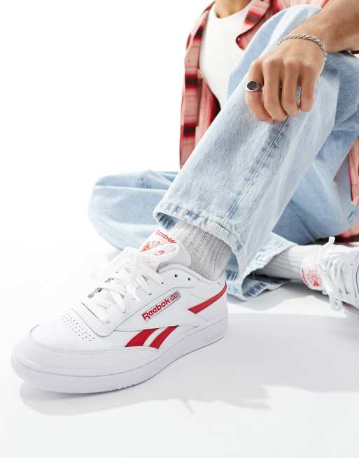 Reebok Club C Revenge trainers in white and red ASOS