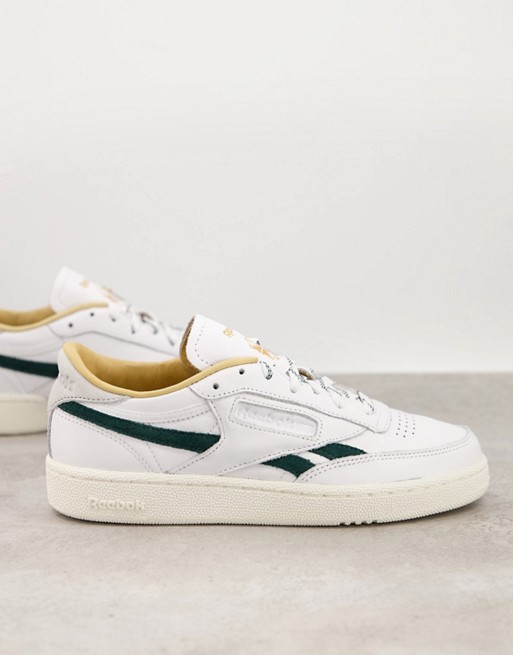Reebok Club C Revenge trainers in white with green detail