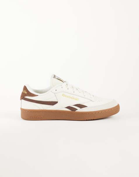 Reebok Club C Revenge Vintage trainers in white and brown with gum sole - view 1