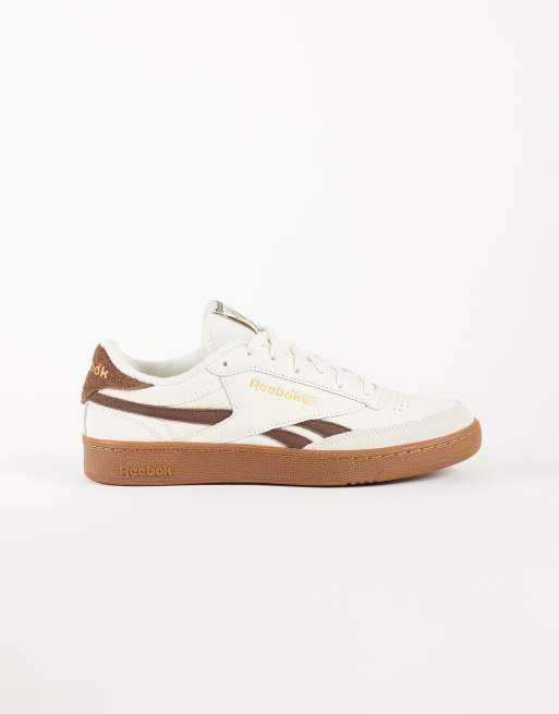 Reebok Club C Revenge Vintage trainers in white and brown with gum sole, 1 of 5