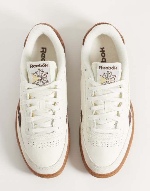 Reebok Club C Revenge Vintage trainers in white and brown with gum sole, 3 of 5