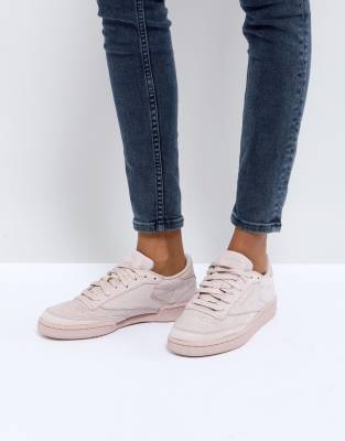 reebok club c trainers in pink