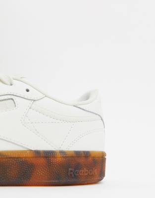 reebok club c trainers in off white and tortoise