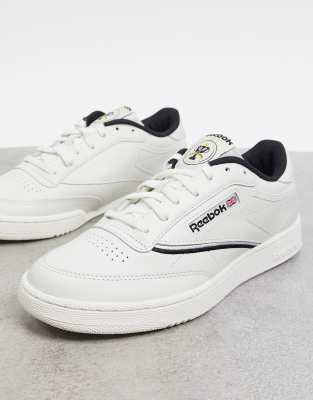 reebok club c trainers in off white and tortoise