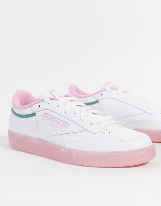 Reebok Club C trainers in pink and green