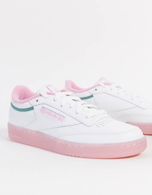 Reebok Club C trainers in pink and green