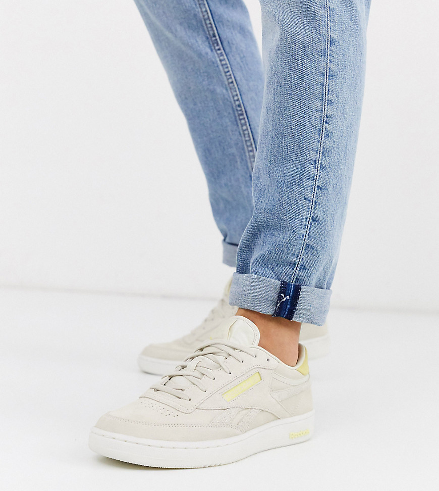 Reebok Club C trainers in premium suede with transluscent sole exclusive to asos-Grey