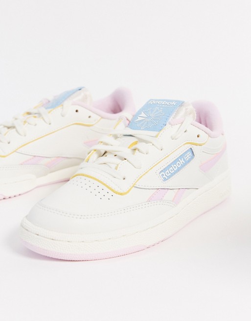 Reebok Club C trainers in white and pink