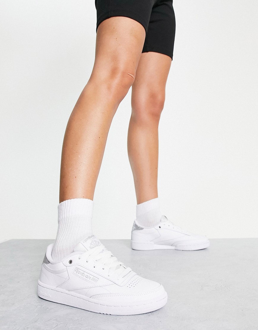 Reebok club C trainers in white and silver