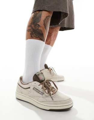 Reebok Club C Vintage Sneakers In Off-white With Brown Detail