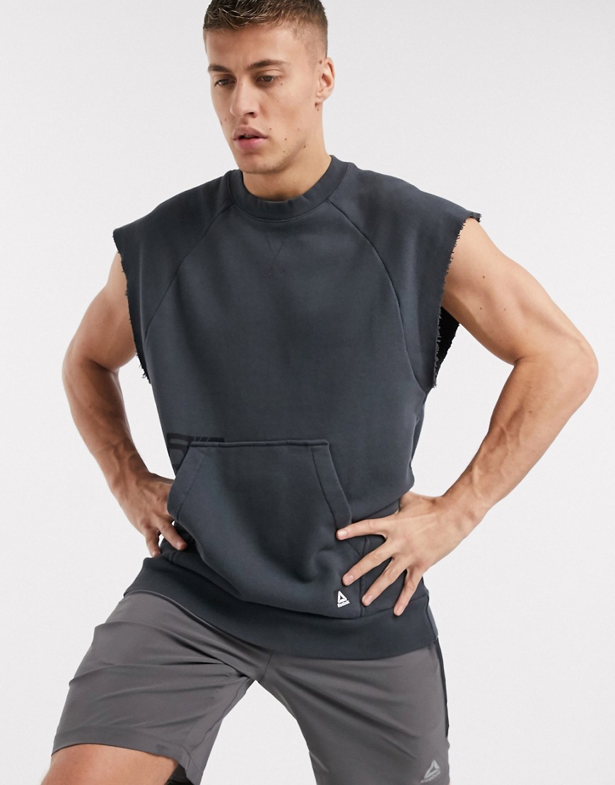 Reebok - Combat - T-shirt girocollo senza maniche slavata grigia-Grigio