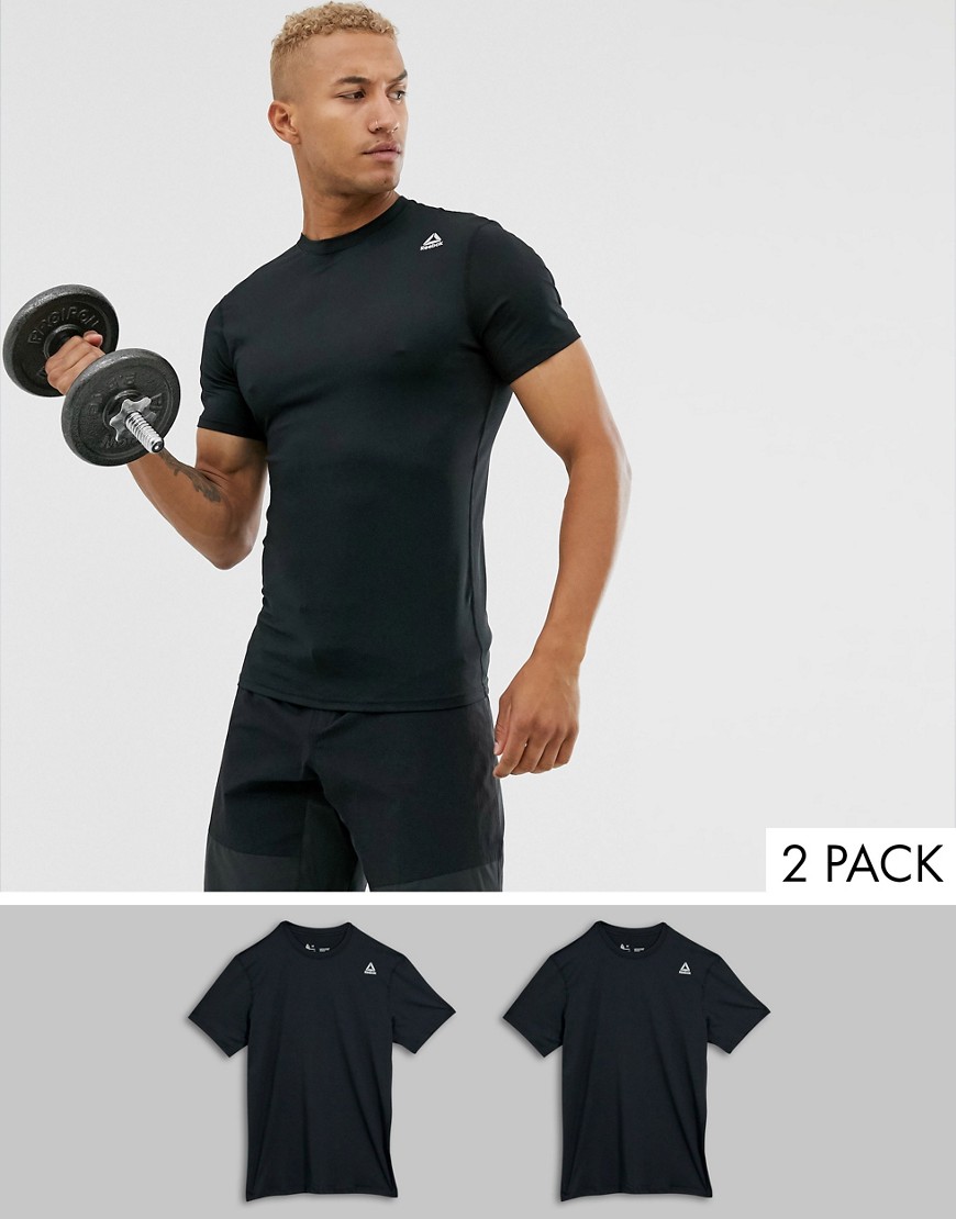 Reebok - Confezione da 2 T-shirt tecniche-Nero