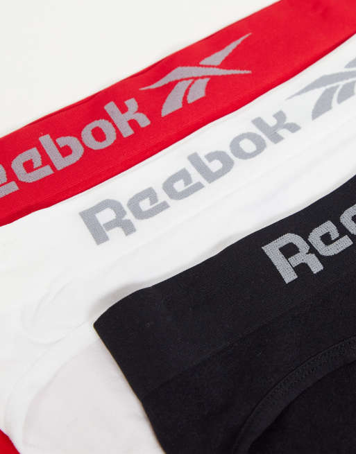 Reebok - Confezione da 3 paia di slip senza cuciture rossi neri e bianchi, 2 di 4