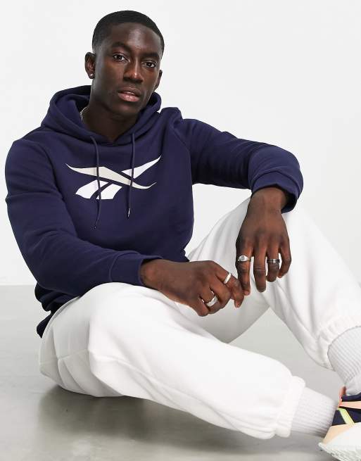 Reebok – Core – Marinblå huvtröja med stor logga