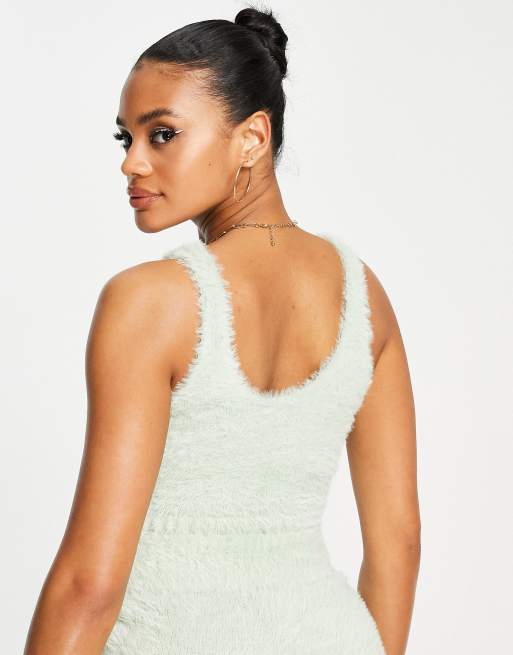Reebok cosy fluffy bralet in sage green, 3 of 4