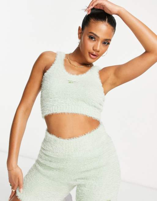 Reebok cosy fluffy bralet in sage green, 4 of 4