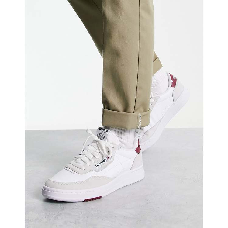 Reebok Court sneakers in white and burgundy |