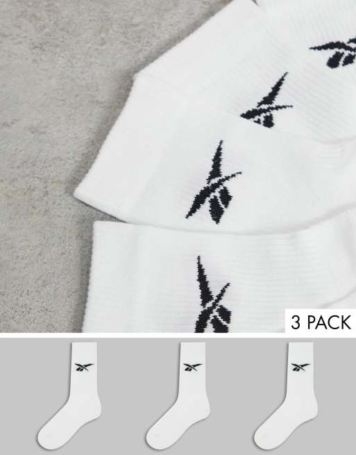 Reebok – Crew-Socken mit Logo in Weiß im 3er-Pack