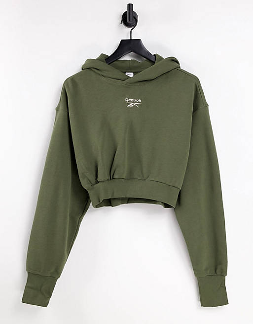 Hoodies & Sweatshirts Reebok cropped hoodie in dark khaki 
