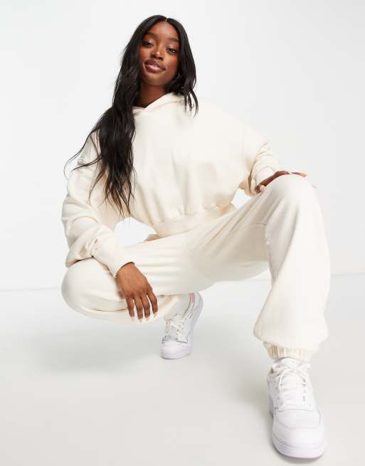 Reebok cropped hoodie in off white CREAM